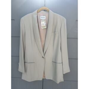 Emanuel Ungaro Shawl Lapel Long Line Oversized Single Breasted Blazer Sz 8 Beige